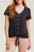 Load image into Gallery viewer, Tribal - 1326O - V-Neck Top With Buttons Short Sleeve - Black
