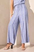 Load image into Gallery viewer, Tribal - 7704O - Linen Blend Striped Flowy Pants - Calypso Blue
