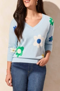 Tribal - 5748O - Sleeveless V-Neck Jacquard Sweater - Dk Water