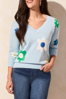 Tribal - 5748O - Sleeveless V-Neck Jacquard Sweater - Dk Water