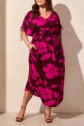 Load image into Gallery viewer, Tribal - 5750O - Flowy Dress With Shoulders Ties - Maroon
