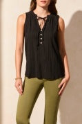 Load image into Gallery viewer, Tribal - 2168O - Sleeveless Blouse With Button Placket - Black
