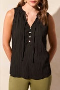 Load image into Gallery viewer, Tribal - 2168O - Sleeveless Blouse With Button Placket - Black
