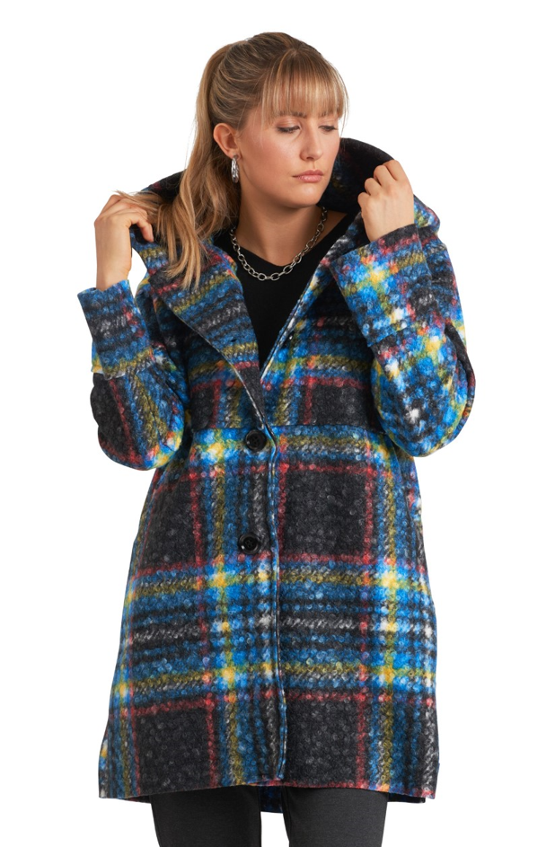 Carre Noir - 222130 - Hooded Boucle Button Front Coat