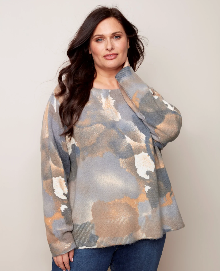 Charlie B - O2268 - Plus Size Raglan Sleeve Reversible Sweater