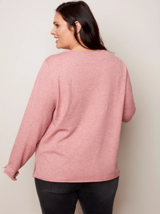 Charlie B - O2279 - Plus Size VNeck Sweater - Woodrose