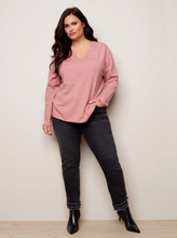 Load image into Gallery viewer, Charlie B - O2279 - Plus Size VNeck Sweater - Woodrose
