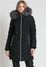 Load image into Gallery viewer, Point Zero - 8958544 - Hooded Zip Front Coat with Side Zip and Fur Trim
