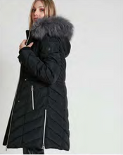 Load image into Gallery viewer, Point Zero - 8958544 - Hooded Zip Front Coat with Side Zip and Fur Trim
