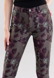 Lisette L - 912962 - Sage Floral Slim Pant - Olive