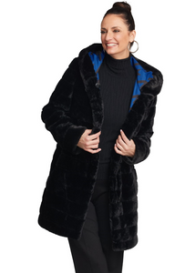 Carre Noir - 222109 - Reversible Faux Fur Hooded Coat