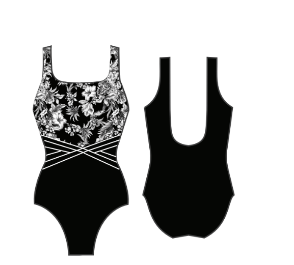 Finz - FZPO60611 - AquaFit Swimwear - Black Floral