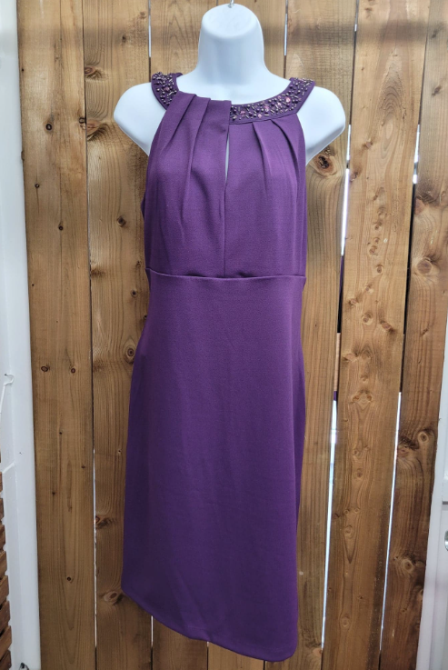 Alex - 9137180 - Beaded Sleeveless Dress - Plum