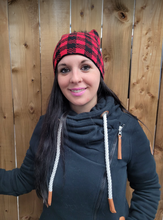 Load image into Gallery viewer, Hat - Merino Wool Hat/Toque with Detachable Faux Fur Pom - Mary Ann Red/Black
