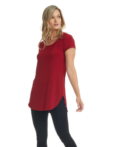 Modes Gitane - T55 - Longline Top Curved Hemline - Red