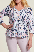 Load image into Gallery viewer, Tribal - 1249O-3533 - 3/4 Sleeve Peasant top - Pearl Blue
