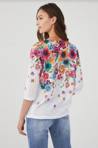 FDJ - 3019451 - Boatneck Drop Shoulder - Cascading Botanical Imprint