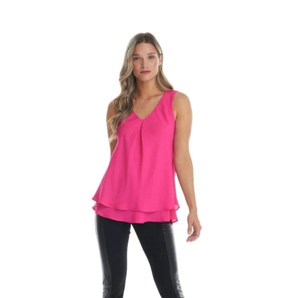 Gitane - TF2 - Chiffon Floaty Tunic With V-Neck - Pink