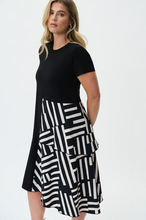 Load image into Gallery viewer, Joseph Ribkoff - 231110 -  Printed Tiered A-Line Dress - Black/Beige
