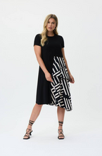 Load image into Gallery viewer, Joseph Ribkoff - 231110 -  Printed Tiered A-Line Dress - Black/Beige
