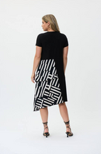 Load image into Gallery viewer, Joseph Ribkoff - 231110 -  Printed Tiered A-Line Dress - Black/Beige
