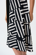 Load image into Gallery viewer, Joseph Ribkoff - 231110 -  Printed Tiered A-Line Dress - Black/Beige
