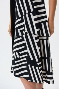 Joseph Ribkoff - 231110 -  Printed Tiered A-Line Dress - Black/Beige