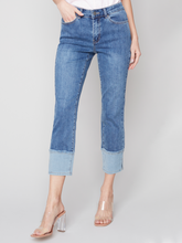 Load image into Gallery viewer, Charlie B - C5336R - Ripped Stretch Denim Crop - Med Blue
