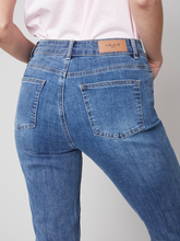 Load image into Gallery viewer, Charlie B - C5336R - Ripped Stretch Denim Crop - Med Blue
