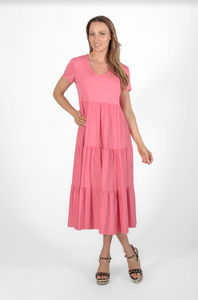 PURE - 210-5020 - Bamboo Tiered Maxi Dress - Sorbet