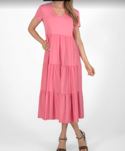 Load image into Gallery viewer, PURE - 210-5020 - Bamboo Tiered Maxi Dress - Sorbet

