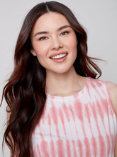 Load image into Gallery viewer, Charlie B - C1337 - Tie-Dye Sleeveless Top With Tunnel Tie - Grapefruit
