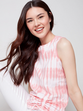 Load image into Gallery viewer, Charlie B - C1337 - Tie-Dye Sleeveless Top With Tunnel Tie - Grapefruit
