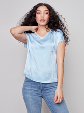 Load image into Gallery viewer, Charlie B - C1330-416B - Satin Dolman Top - Cerulean
