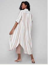 Load image into Gallery viewer, Charlie B - C3106 - Linen Striped Long Tunic Duster - Clay

