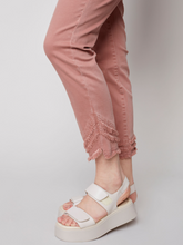 Load image into Gallery viewer, Charlie B - C5273Z - Ankle Pant with Slanted Fringed Detail - Nougat
