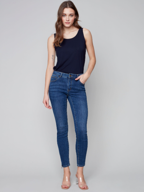 Charlie B - C5233S - Ankle Jeans Side Zipper - Indigo