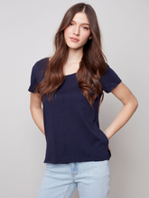 Load image into Gallery viewer, Charlie B - C1310R - Organic Cotton Slub T-shirt - Navy
