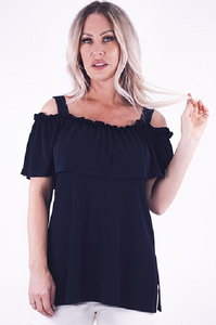Michael Tyler - 1454 - Ruffled Top - Navy
