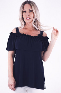 Michael Tyler - 1454 - Ruffled Top - Black