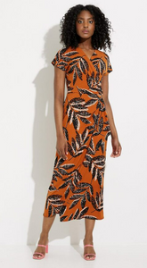 Joseph Ribkoff - 232063 - Printed Wrap Dress - Rust/Multi
