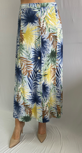 SoftWorks - 74203 - Button Front Skirt - Blue Multi