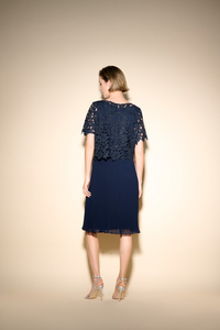 Joseph Ribkoff - 233707 - Chiffon Pleated Dress - Midnight Blue